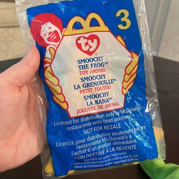Smoochy the Frog 1997 Ty Beanie Baby and Teenie Beanie Baby McDonalds toy in pkg - Picture 4 of 5